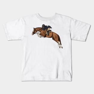 Hunter Chestnut Over Fences with Full Chrome Kids T-Shirt